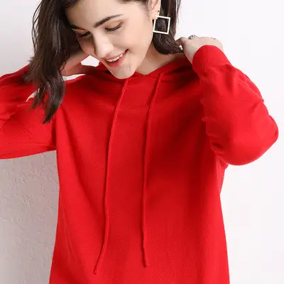 Women's Red Hooded Sweatshirt Large
