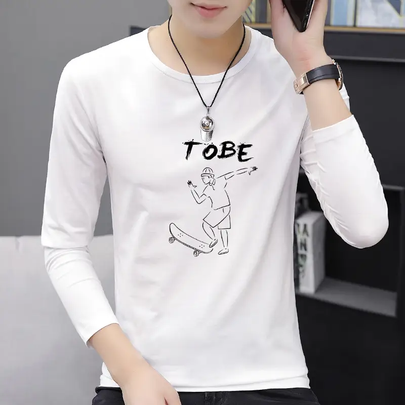 Men Grey Printed Long Sleeve T-Shirt Round Neck - Image 6