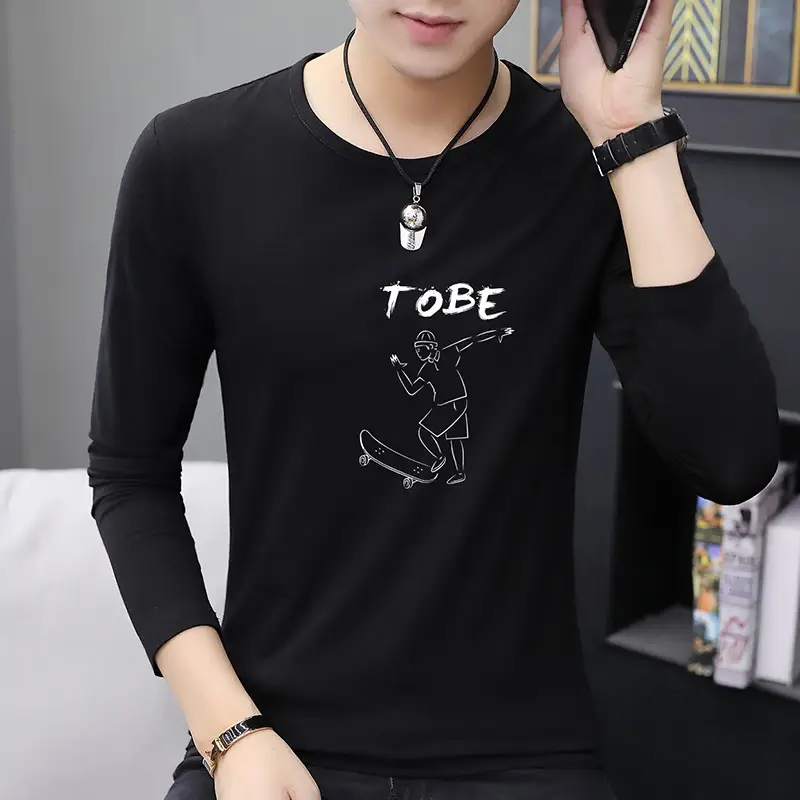 Men Grey Printed Long Sleeve T-Shirt Round Neck - Image 7