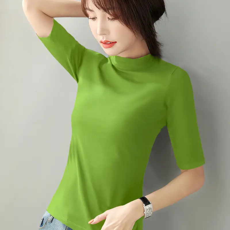Women Pure Cotton Half Collar T-Shirt Black - Image 7