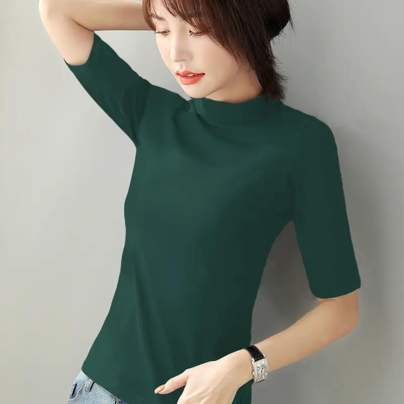 Women Pure Cotton Half Collar T-Shirt Black - Image 9