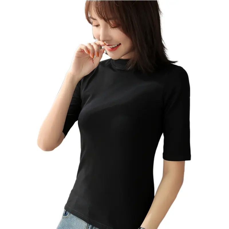Women Pure Cotton Half Collar T-Shirt Black - Image 10