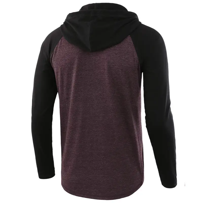 Men Crossbody Hoodie Red Brown Long Sleeve - Image 8