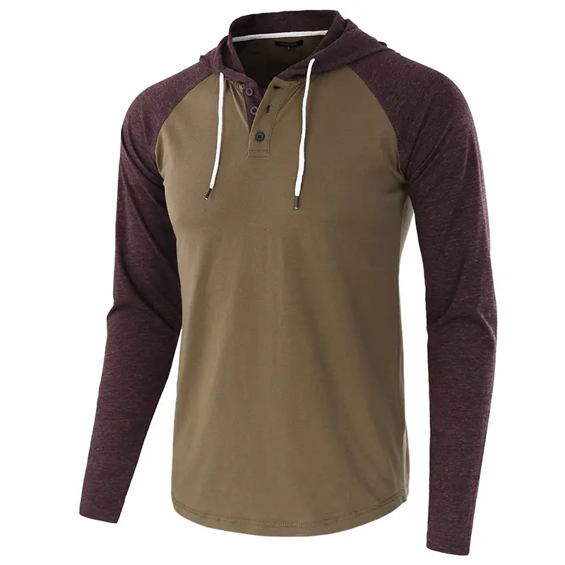 Men Crossbody Hoodie Red Brown Long Sleeve - Image 6