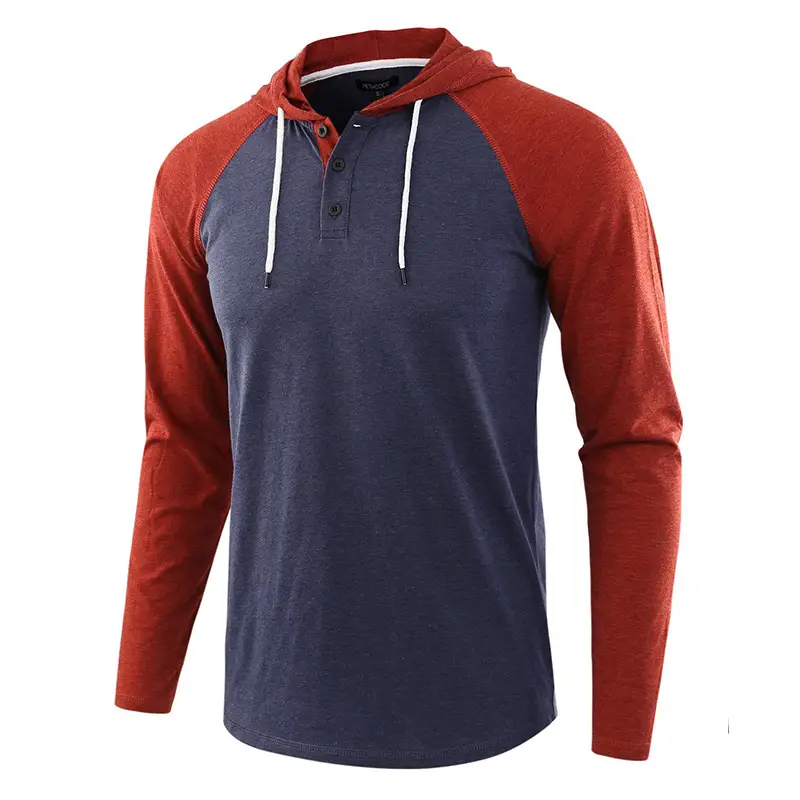 Men Crossbody Hoodie Red Brown Long Sleeve - Image 5