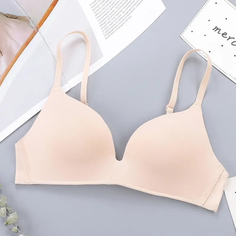 2023 French New Style Underwear Bra without Steel Ring Women's Ultra-thin Beautiful Back Triangle Cup Girls' Sports Bra for Students