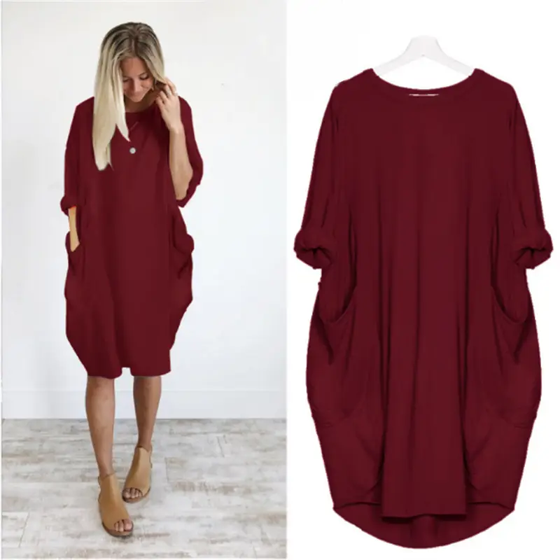 Light Blue Long Sleeve Commuter Dress for Women