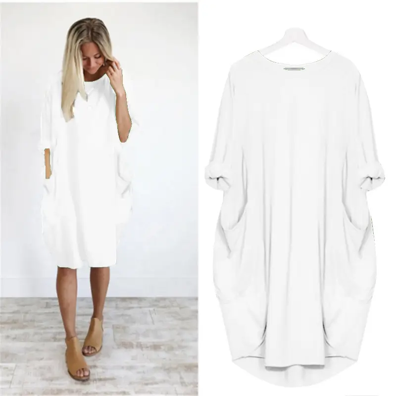 Light Blue Long Sleeve Commuter Dress for Women