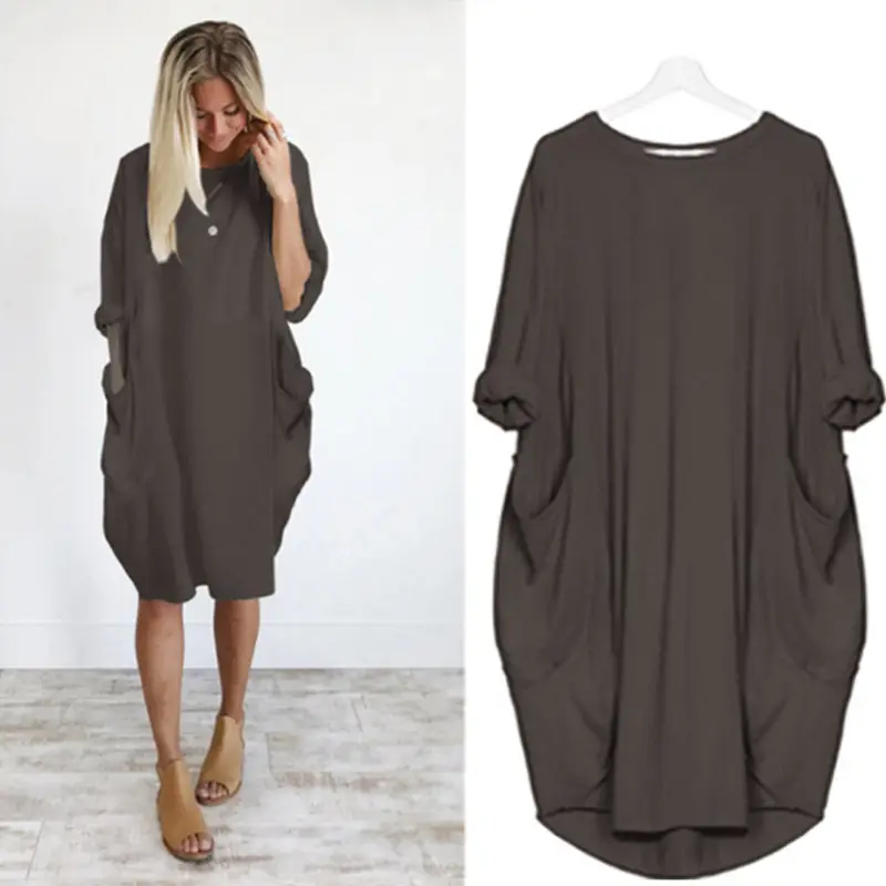 Light Blue Long Sleeve Commuter Dress for Women
