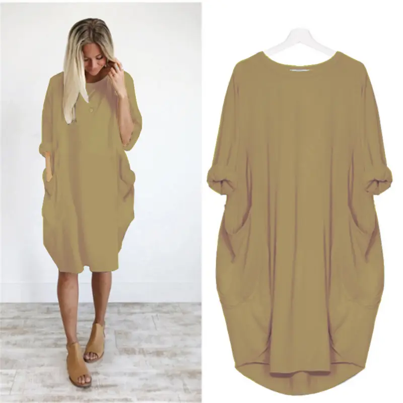 Light Blue Long Sleeve Commuter Dress for Women