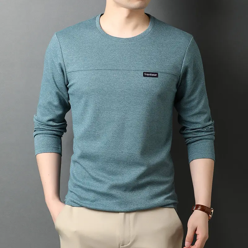 Men's Long Sleeve Korean T-Shirt Brown Casual Wear