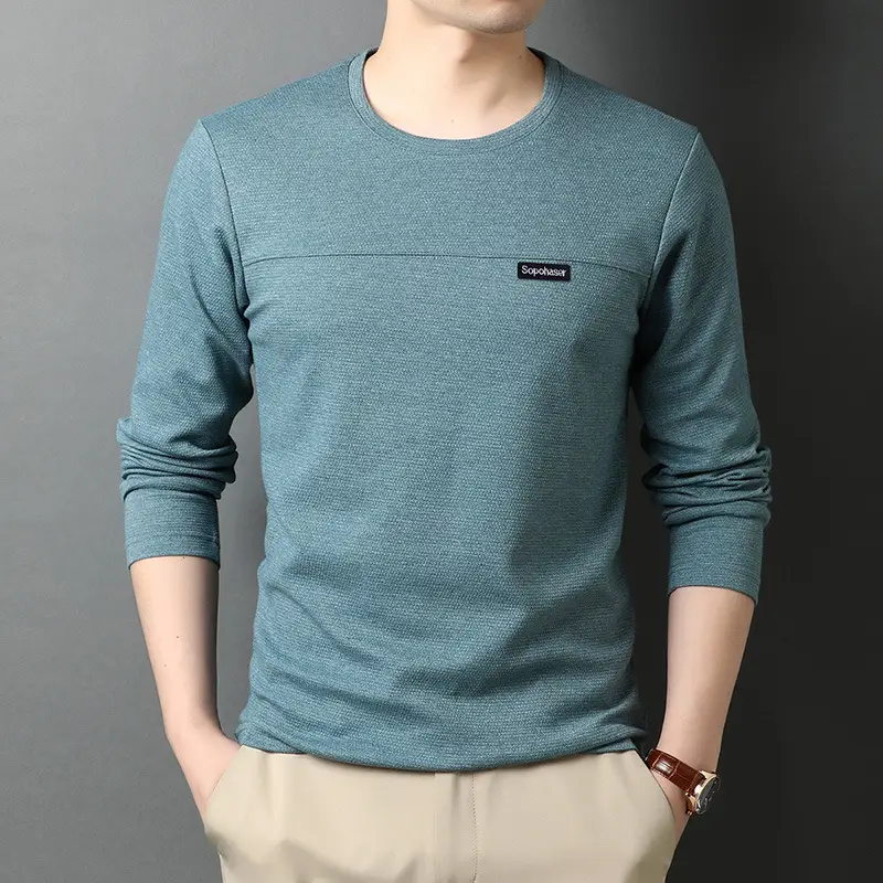 Men's Long Sleeve Korean T-Shirt Brown Casual Wear
