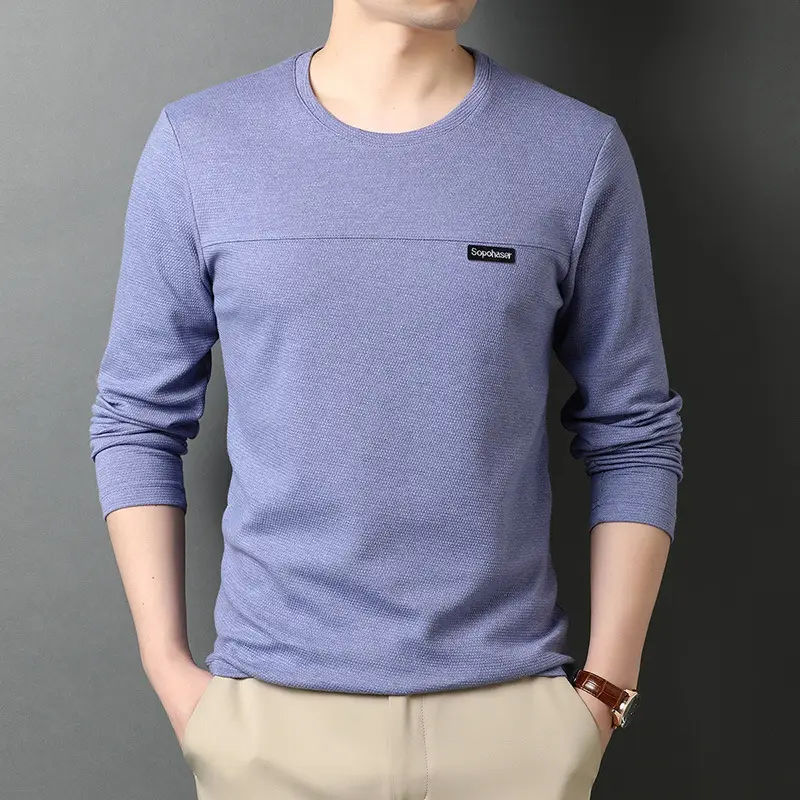 Men's Long Sleeve Korean T-Shirt Brown Casual Wear