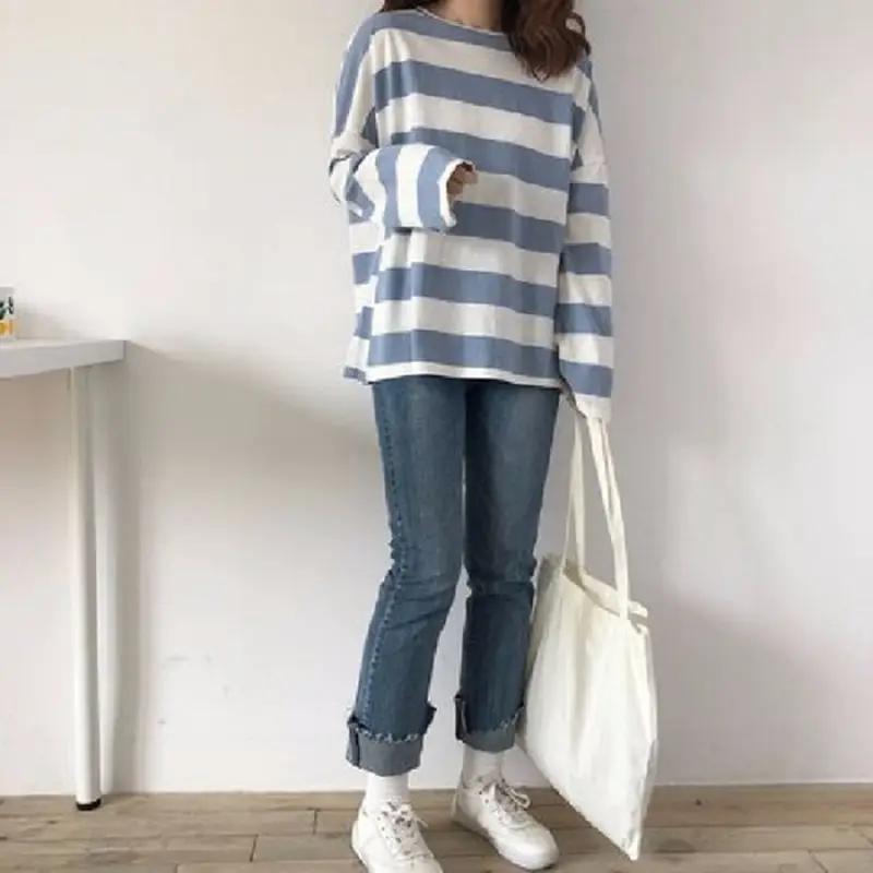 Rainbow Striped Long Sleeve T-Shirt for Women - Image 3