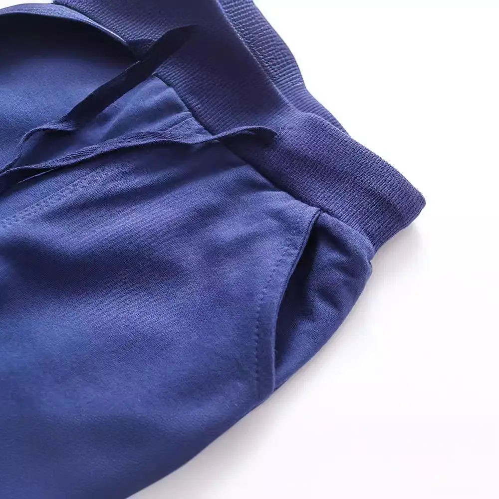 Blue Cotton Terry Kids Pants for Boys Girls Autumn Winter - Image 4