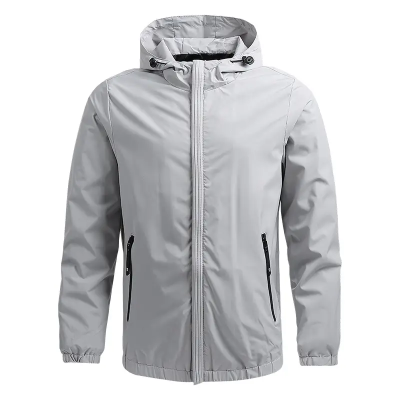 Men's Navy Blue Hooded Thin Casual Jacket