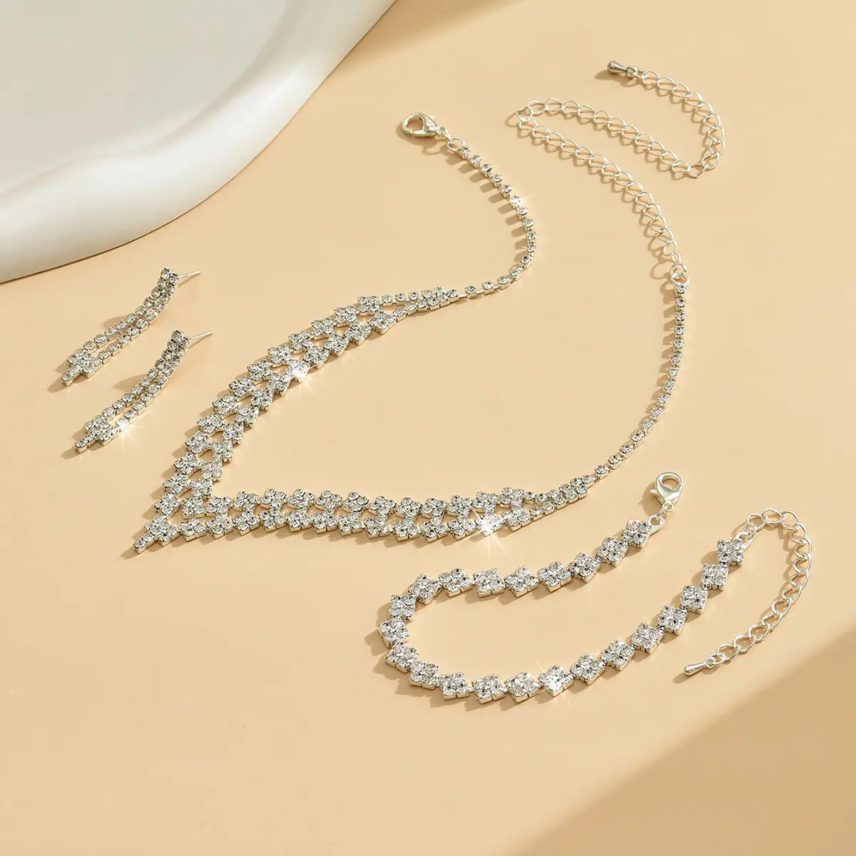 Silver Plated Claw Chain Wedding Earring Set for Women - Image 6