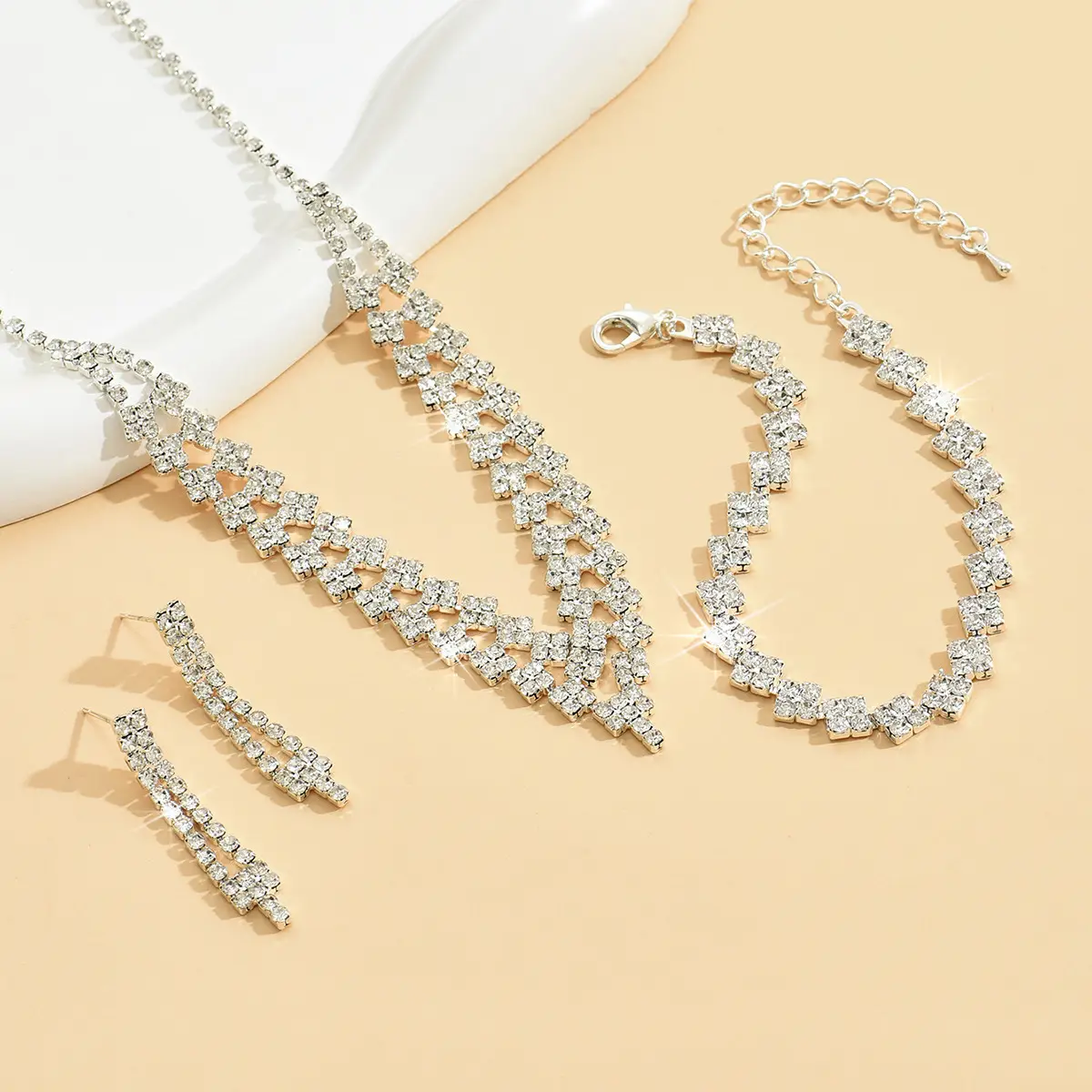 Silver Plated Claw Chain Wedding Earring Set for Women - Image 7