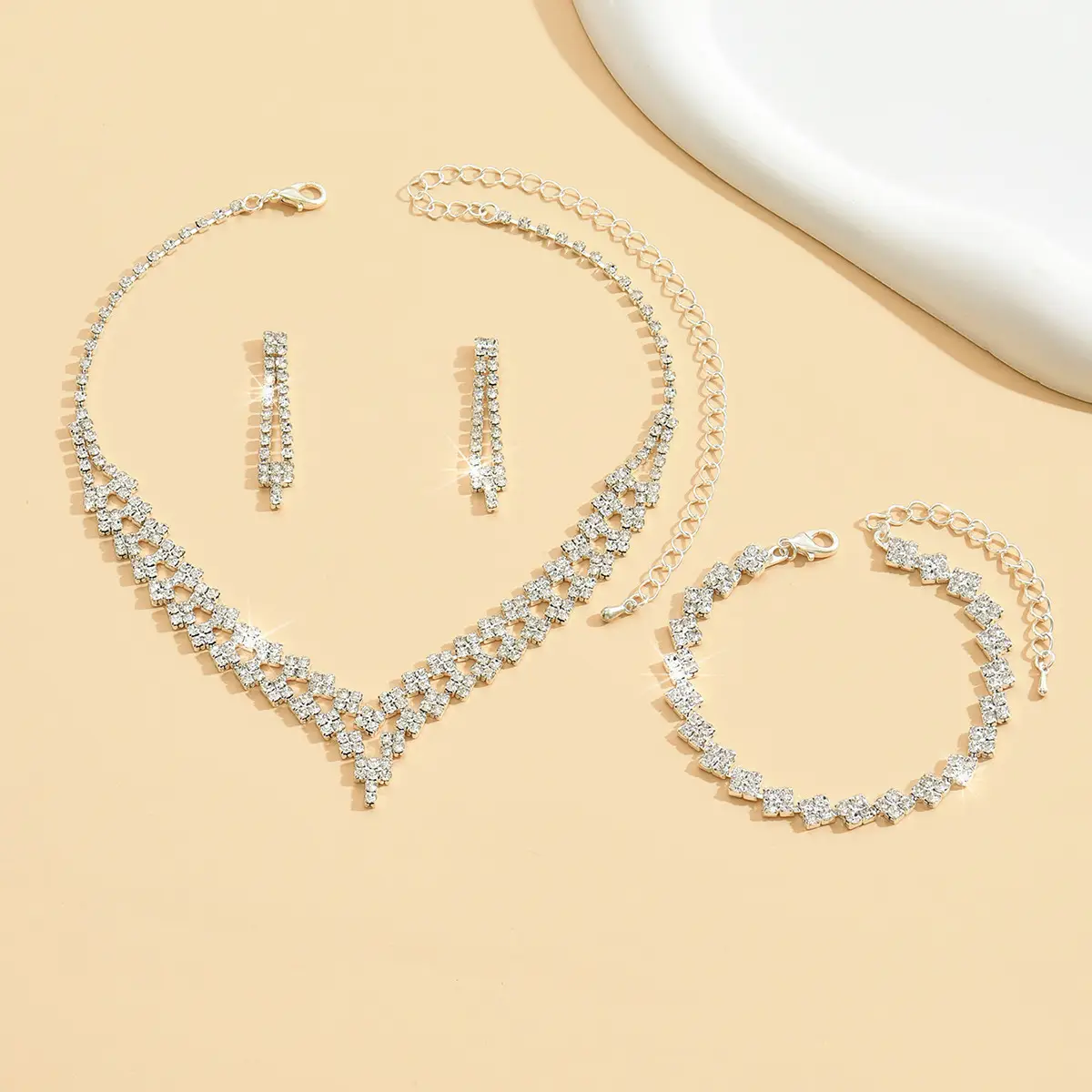 Silver Plated Claw Chain Wedding Earring Set for Women — feature 4