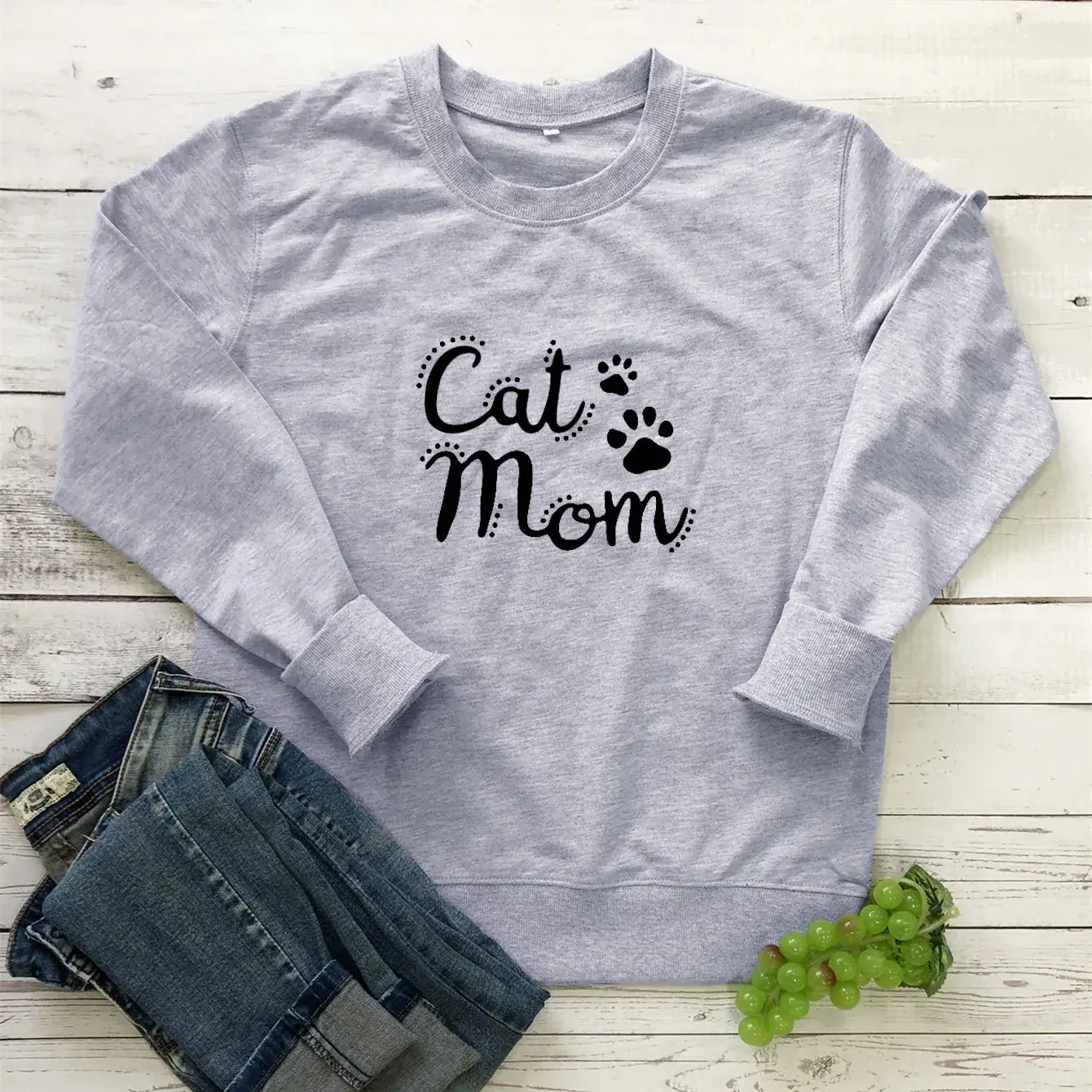 Orange Cat Mom Crewneck Sweatshirt with Print