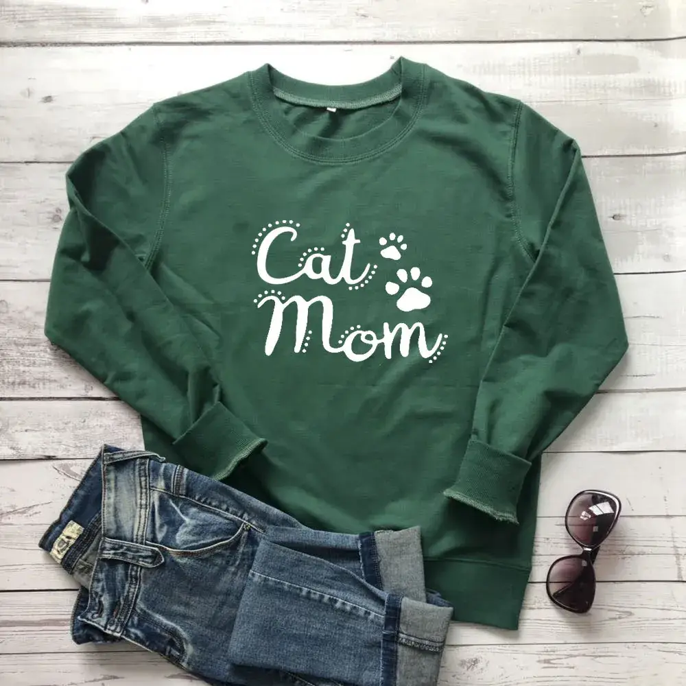 Orange Cat Mom Crewneck Sweatshirt with Print
