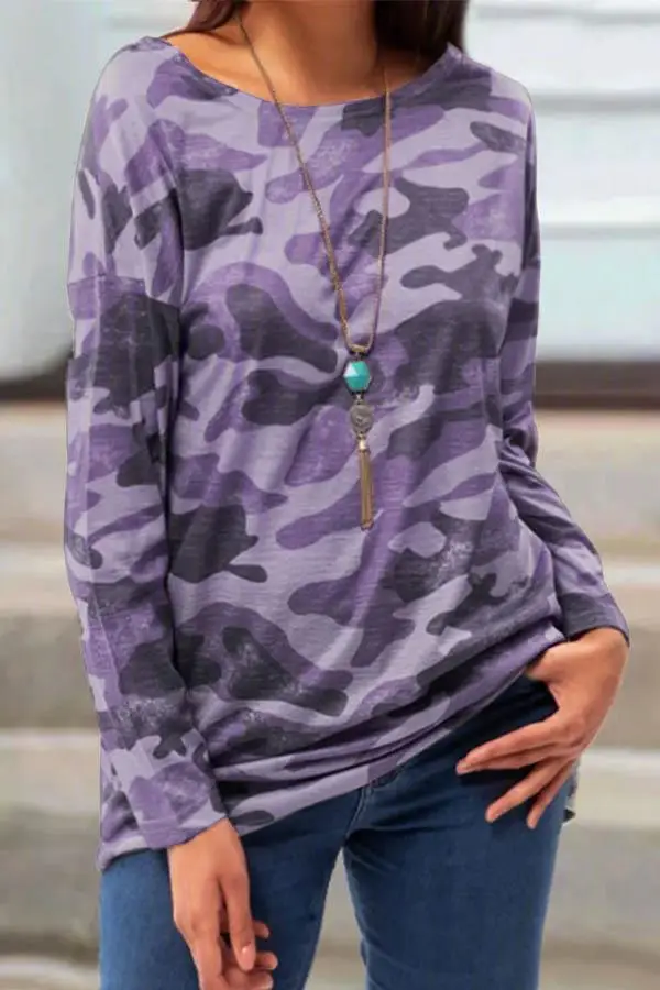 2021 Camouflage Long Sleeve T-Shirt Large Blue - Image 2