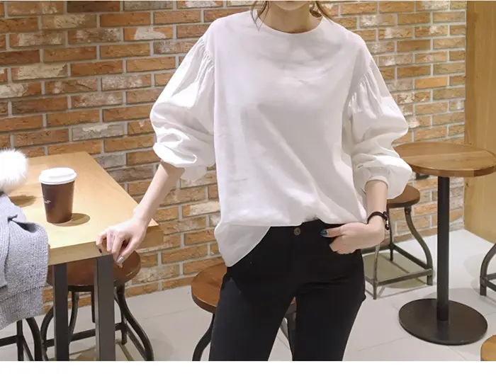 Women White Loose Top Retro Hong Kong Style 912# — feature 2