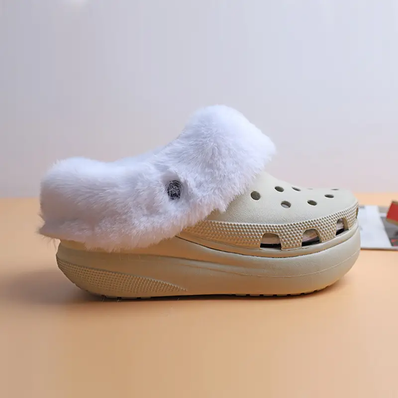Autumn and Winter Clogs with Cotton Lining, Fleece Inner Lining, and Removable Shoelaces, Flat and High-Heeled Clogs Specifically for Terlin - Image 4