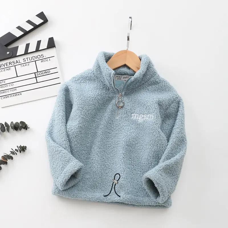 Black Velvet Teddy Sweatshirt Jacket for Boys Spring New Letter - Image 6