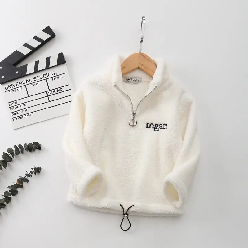 Black Velvet Teddy Sweatshirt Jacket for Boys Spring New Letter - Image 7