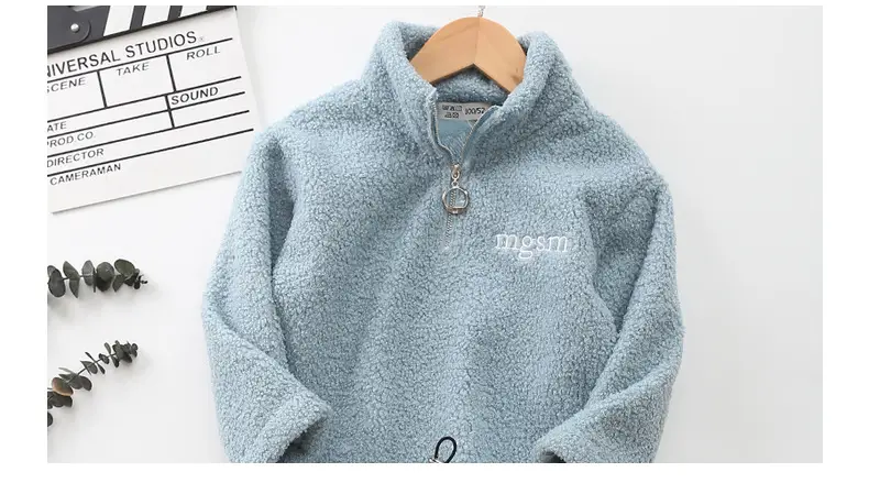 Black Velvet Teddy Sweatshirt Jacket for Boys Spring New Letter — feature 13