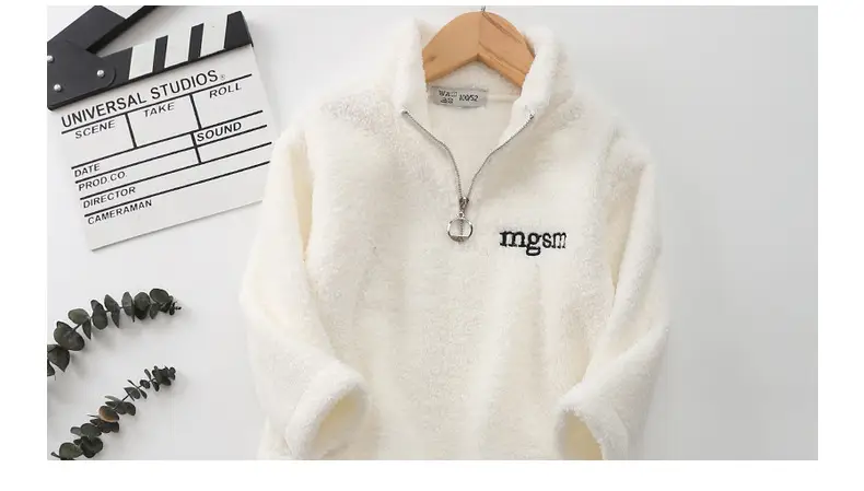 Black Velvet Teddy Sweatshirt Jacket for Boys Spring New Letter — feature 14