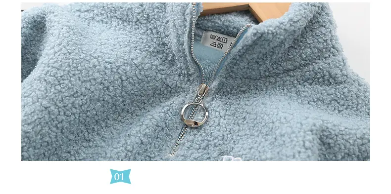 Black Velvet Teddy Sweatshirt Jacket for Boys Spring New Letter — feature 5