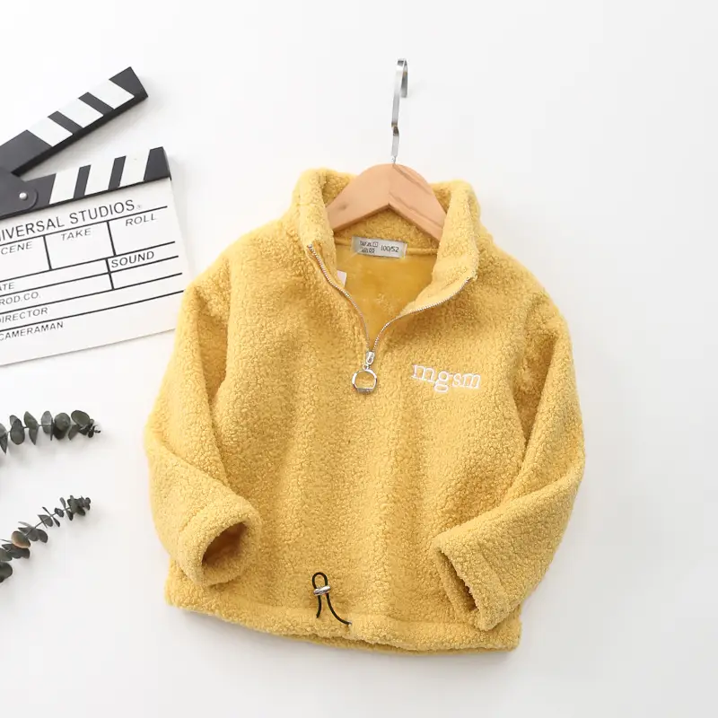 Black Velvet Teddy Sweatshirt Jacket for Boys Spring New Letter - Image 2