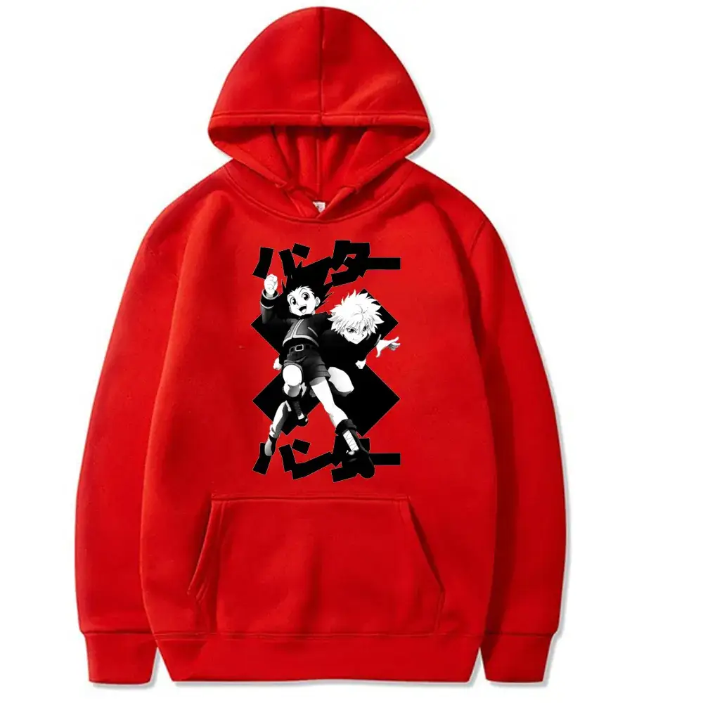 Men Oversize HUNTER Cartoon Hoodie Grey - Image 3