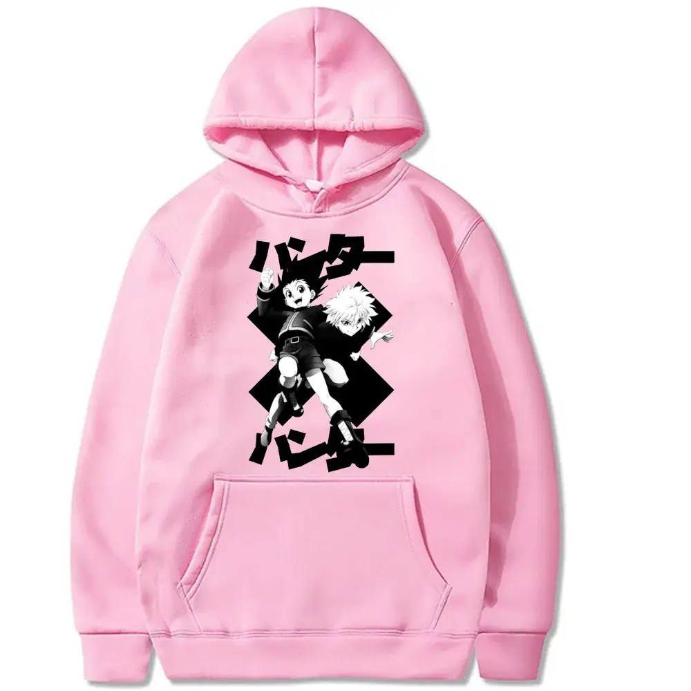 Men Oversize HUNTER Cartoon Hoodie Grey - Image 6