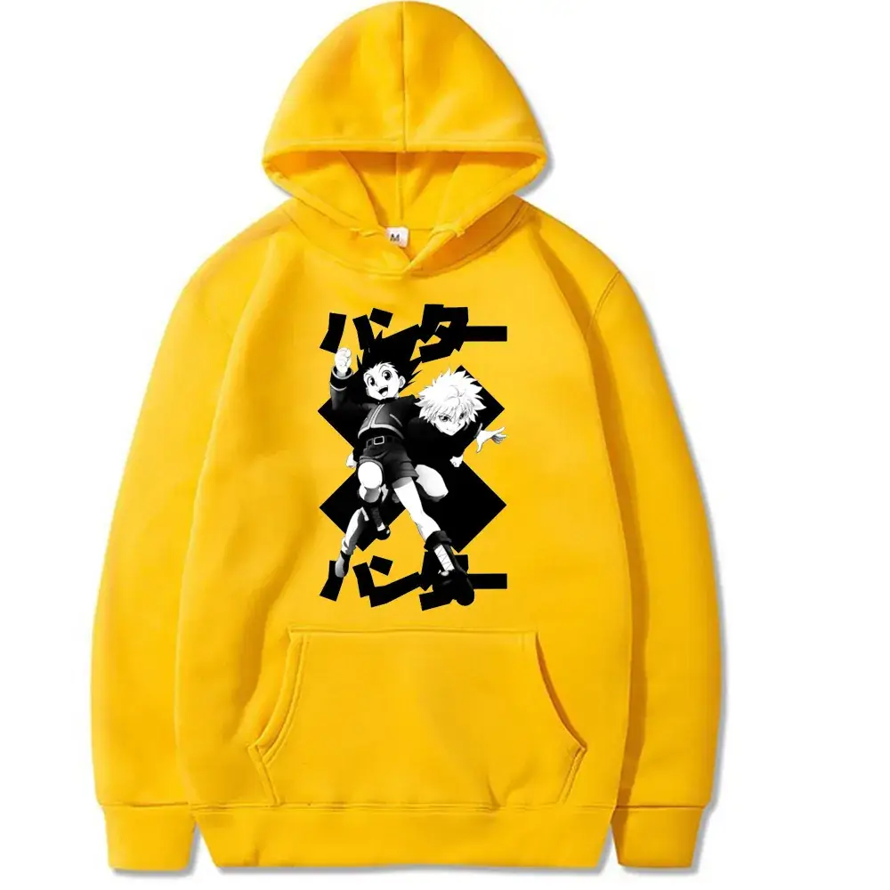 Men Oversize HUNTER Cartoon Hoodie Grey - Image 2