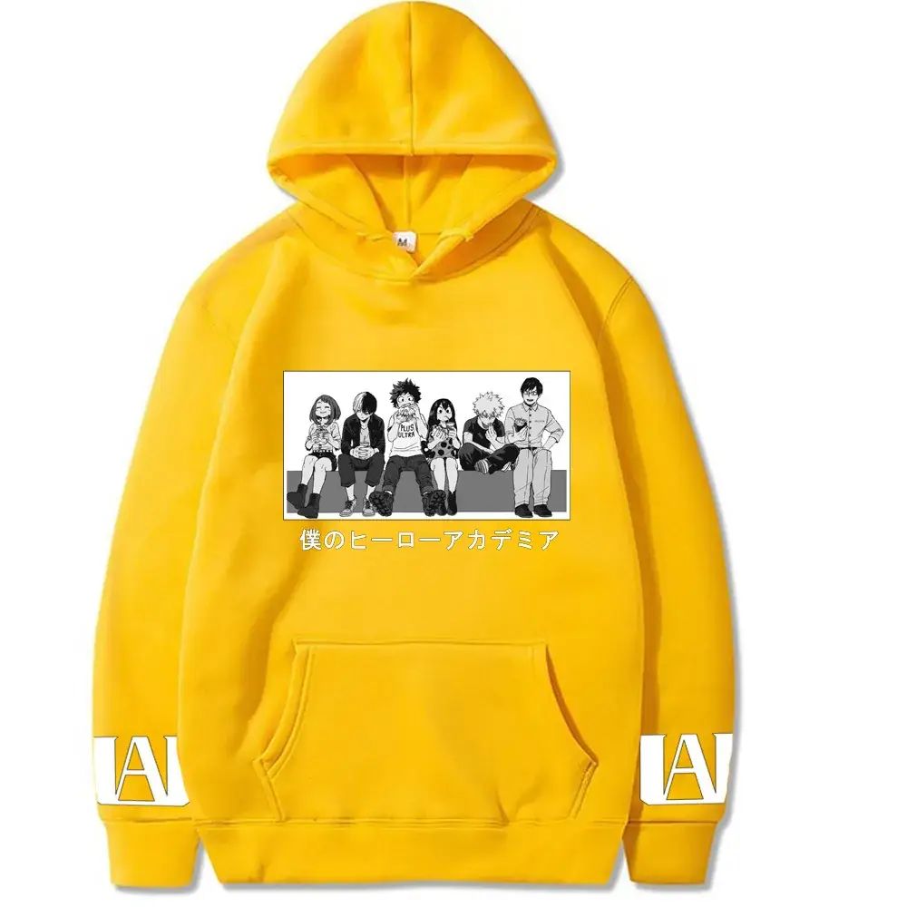 Men Women Hoodie Yellow My Hero Print
