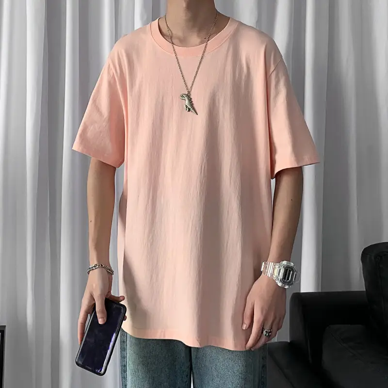 Men Blue Cotton T-Shirt Loose Fit Half Sleeve