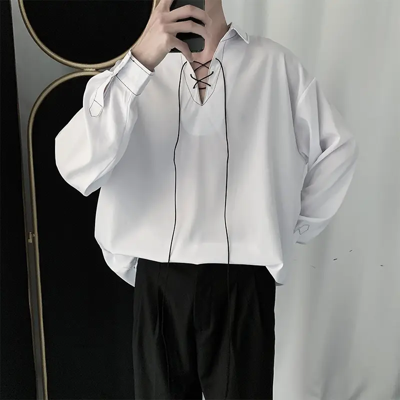 Men's Black Drawstring Hoodie Loose Fit Pullover