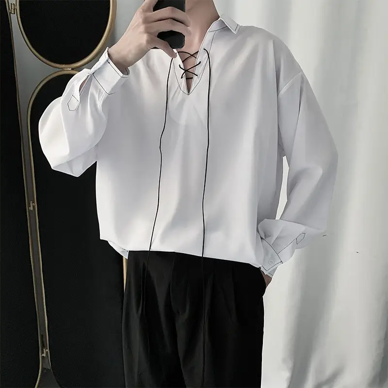 Men's Black Drawstring Hoodie Loose Fit Pullover