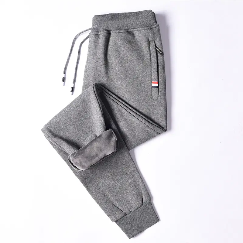 Men's Winter Thermal Pants Gray Black Thermal Zipper Drawstring - Image 5