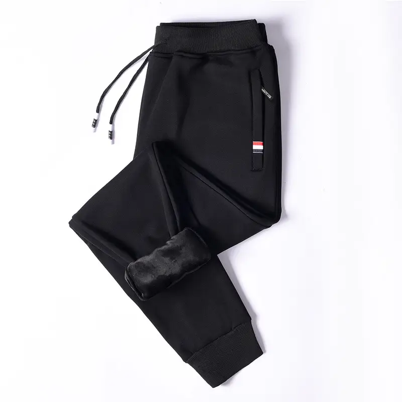 Men's Winter Thermal Pants Gray Black Thermal Zipper Drawstring - Image 4