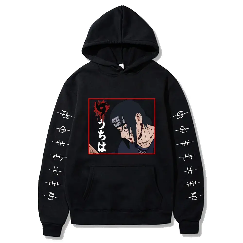 Naruto Sasuke Print Hoodie Yellow Long Sleeve Sweatshirt - Image 8