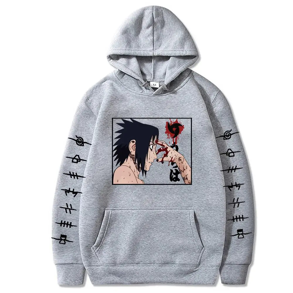 Naruto Sasuke Print Hoodie Yellow Long Sleeve Sweatshirt - Image 4