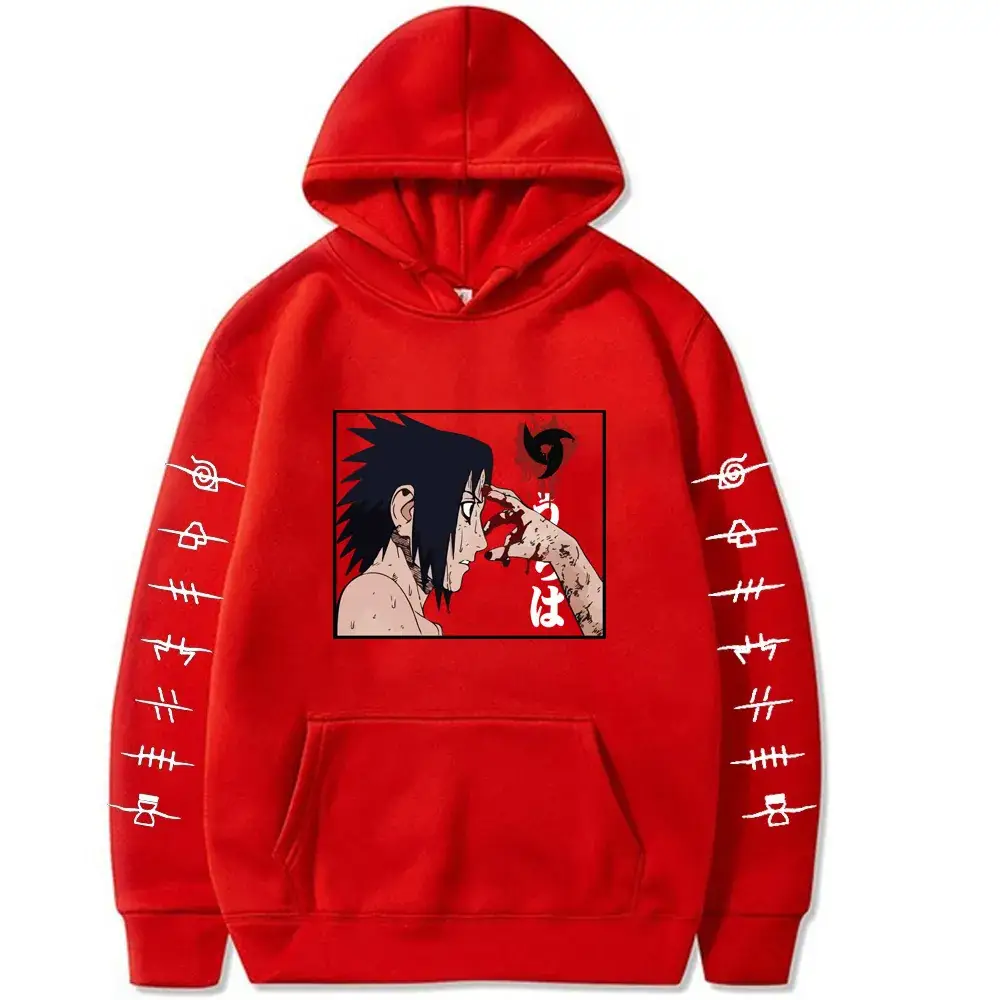 Naruto Sasuke Print Hoodie Yellow Long Sleeve Sweatshirt - Image 5