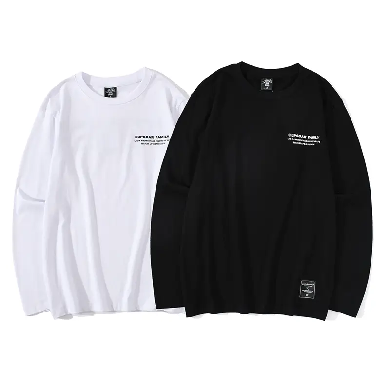 Men's UPsoar Family Printed Sweatshirt Black White Loose Long Sleeve - Image 4
