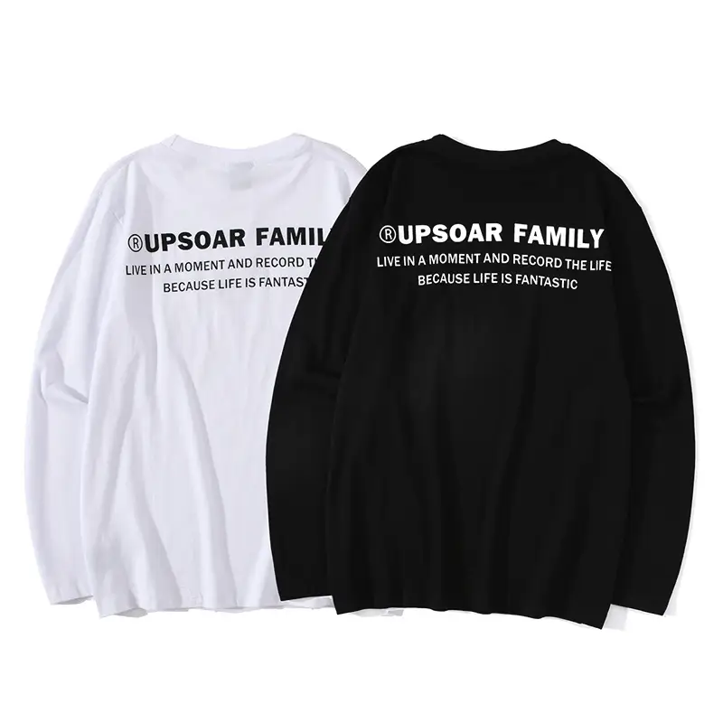 Men's UPsoar Family Printed Sweatshirt Black White Loose Long Sleeve - Image 5