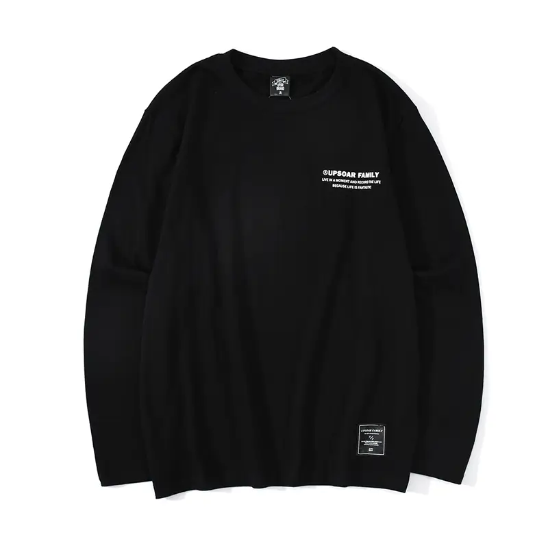 Men's UPsoar Family Printed Sweatshirt Black White Loose Long Sleeve - Image 2