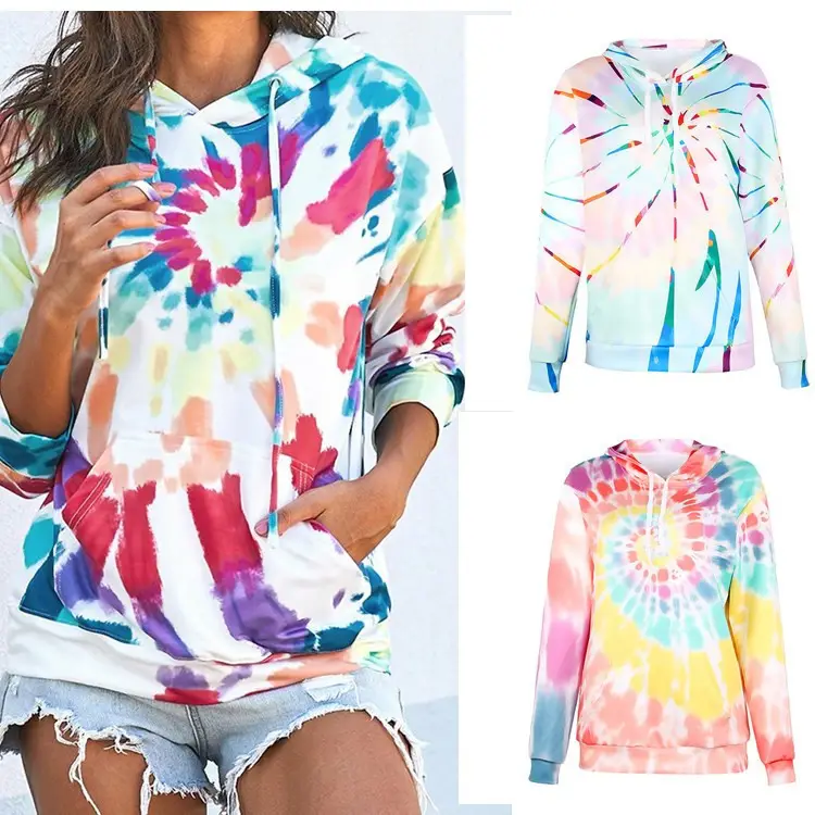 Women's Tie-Dye Hooded Sweatshirt Long Sleeve Autumn Winter - Image 6
